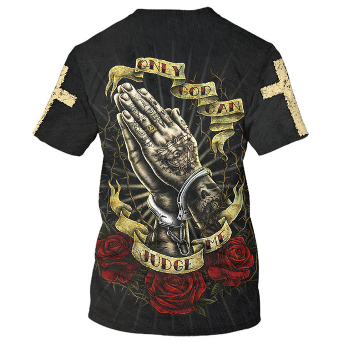 FUNSTUFFPRINT Only God Can Judge Me Shirts - Hand Prayer 3D All Over Printed Shirt for Men and Women
 3D T-shirt