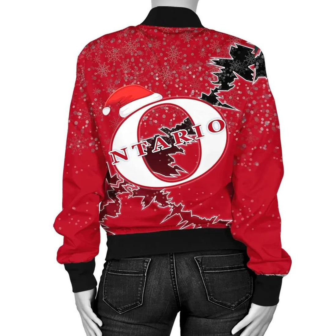 FUNSTUFFPRINT Ontario Christmas Coat Of Arms Women Bomber Jacket Style 3D Bomber Jacket