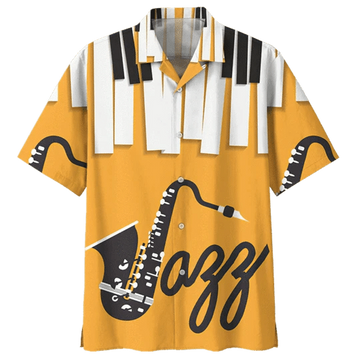 Orange Saxophone Background Design Hawaiian Shirt