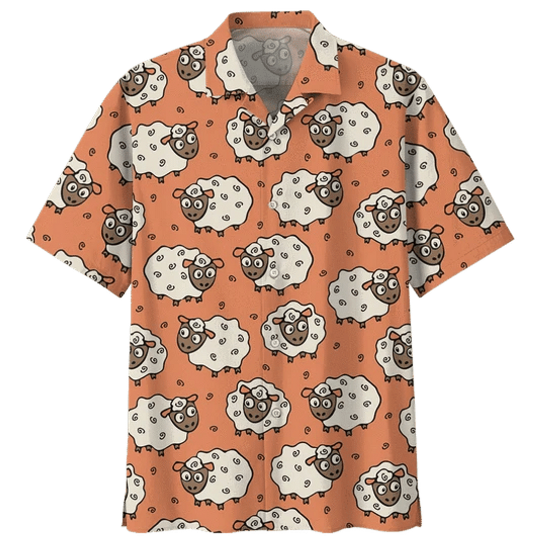 Orange Sheep Illustration Hawaiian Shirt