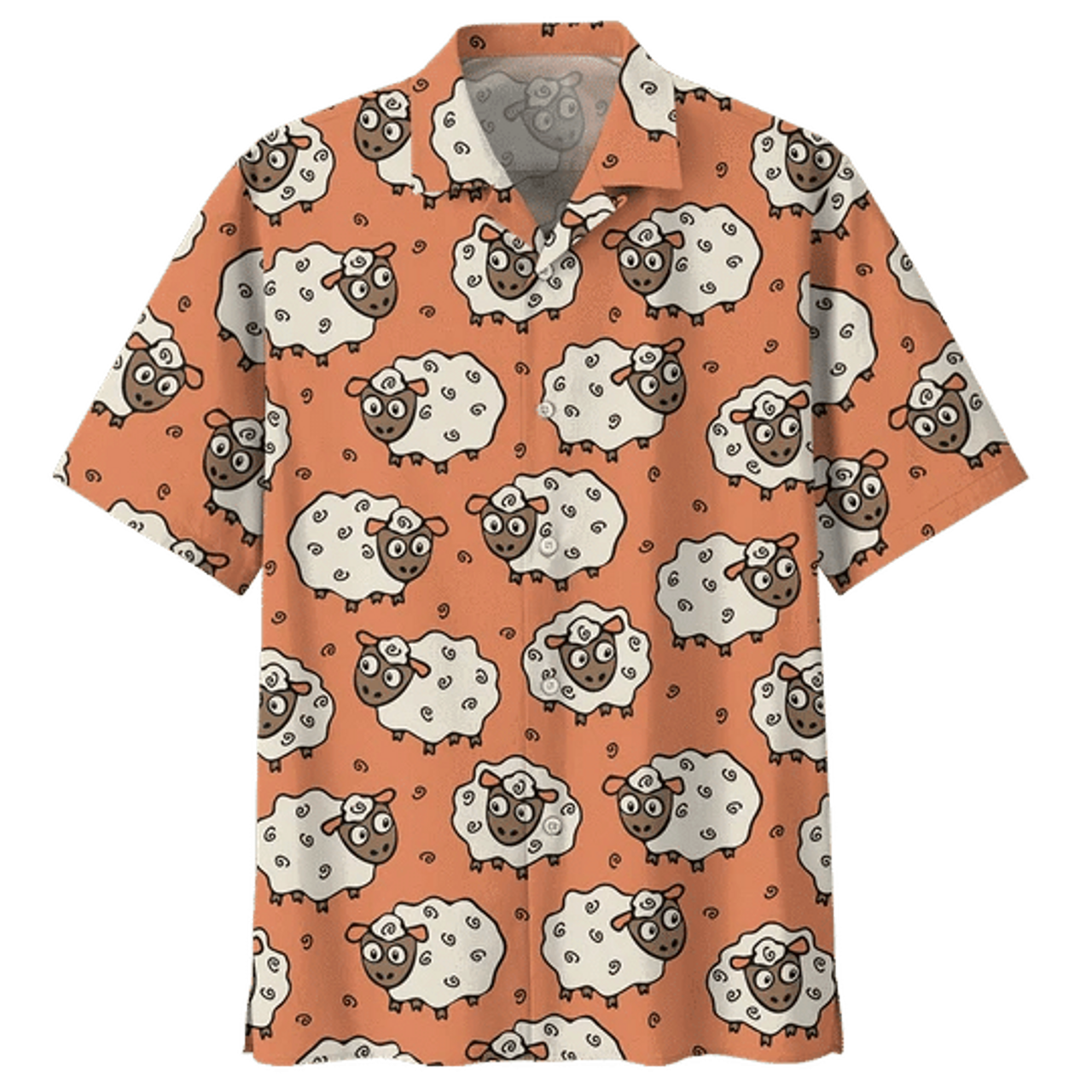 Orange Sheep Illustration Hawaiian Shirt