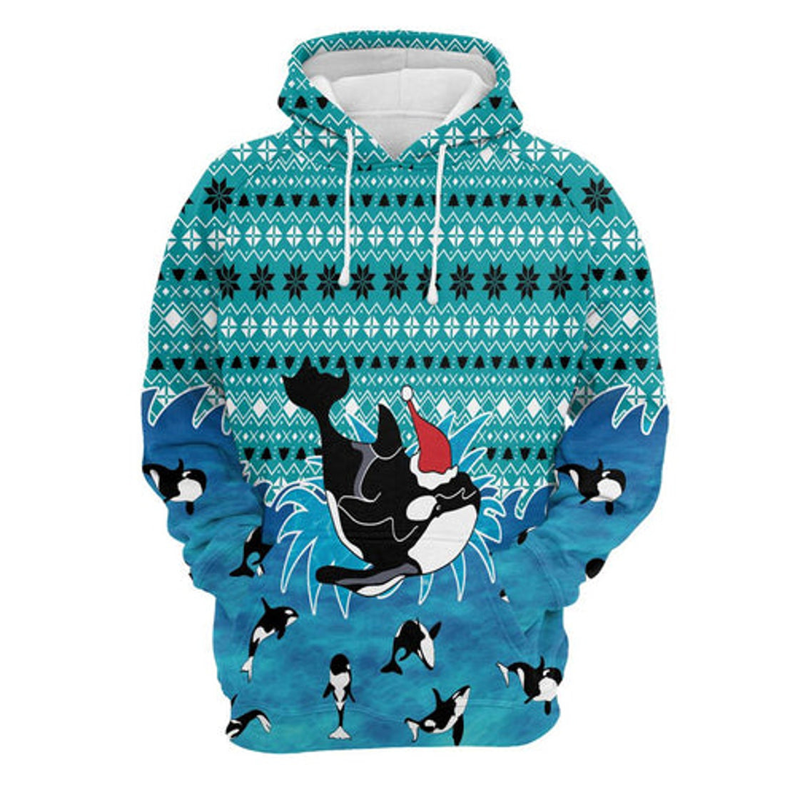 FUNSTUFFPRINT 3D Orca Christmas All Over 3D Hoodie and Zip Hoodie