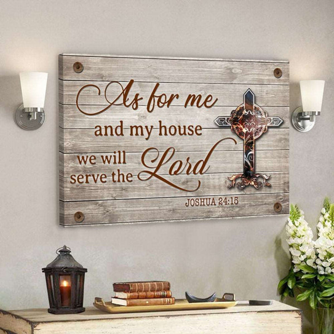 As For Me And My House Canvas Wall Art - Jesus Pictures - Christian Canvas Prints - Faith Canvas - Bible Verse Canvas 