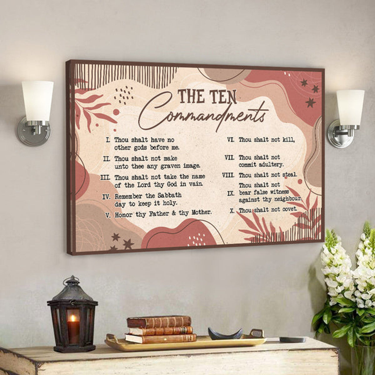 The Ten Commandment Canvas Wall Art - Jesus Pictures - Christian Canvas Prints - Faith Canvas - Bible Verse Canvas 