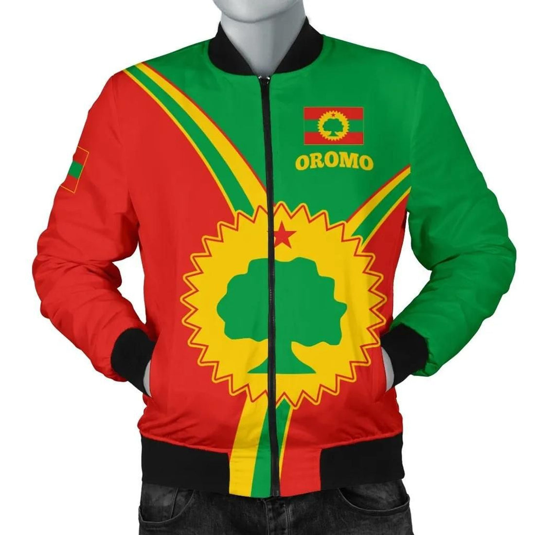 FUNSTUFFPRINT Oromo Men's Bomber Jacket - Oromo Pride - 3D Bomber Jacket