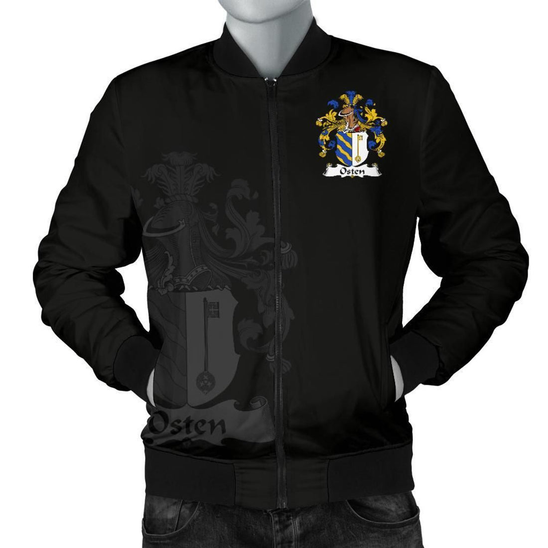 FUNSTUFFPRINT Osten Germany Men's Bomber Jacket - German Family Crest 3D Bomber Jacket