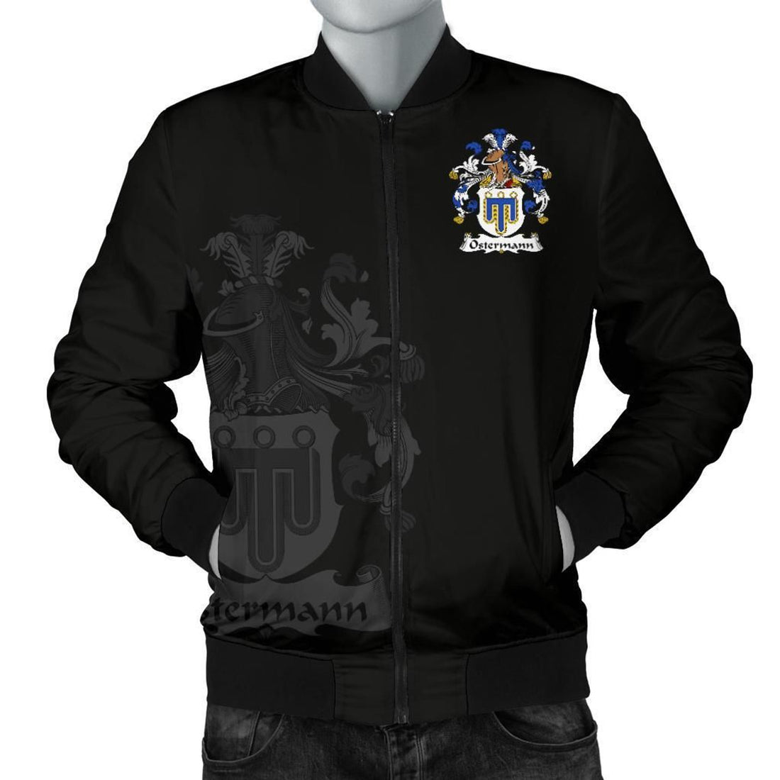 FUNSTUFFPRINT Ostermann Germany Men's Bomber Jacket - German Family Crest 3D Bomber Jacket
