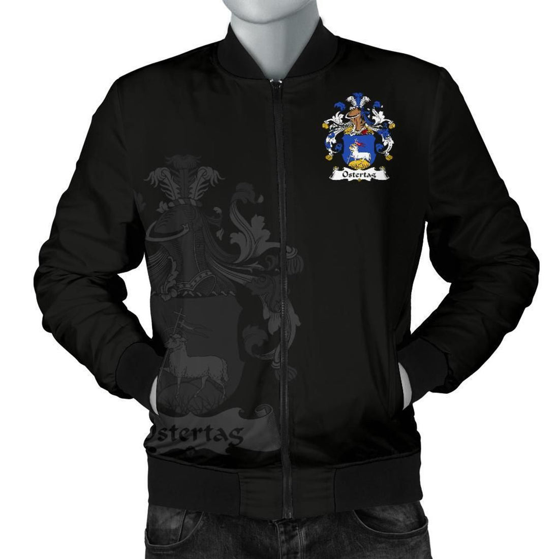 FUNSTUFFPRINT Ostertag Germany Men's Bomber Jacket - German Family Crest 3D Bomber Jacket