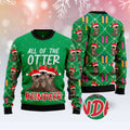 FUNSTUFFPRINT Otter Reindeer Ugly Christmas Sweater, Christmas Sweater, Ugly Sweater, Funny Xmas Sweaters Ugly Sweater