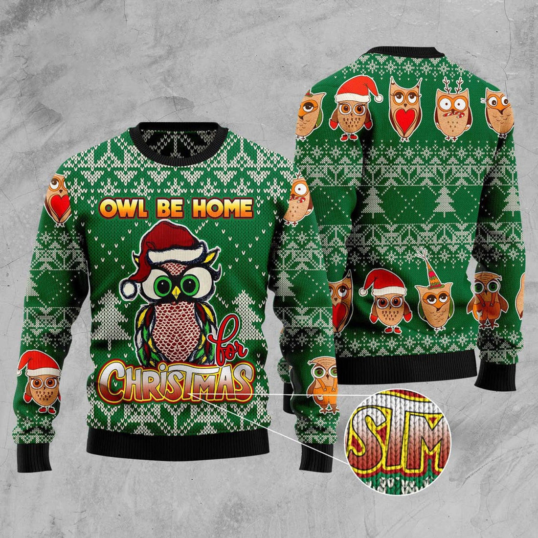 FUNSTUFFPRINT Owl Be Home For Christmas Ugly Christmas Sweater, Christmas Sweater, Ugly Sweater, Funny Xmas Sweaters Ugly Sweater