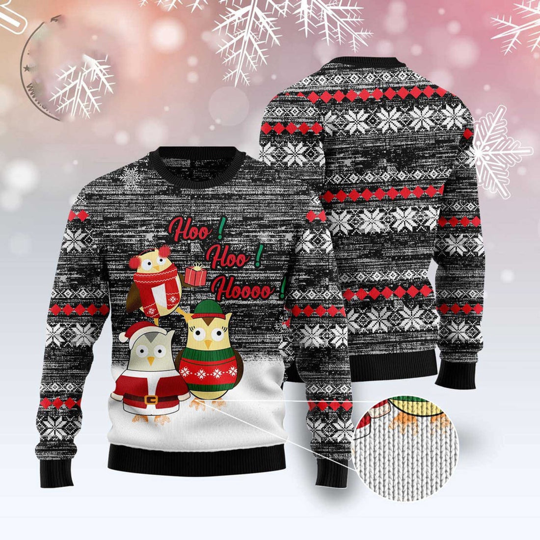 FUNSTUFFPRINT Owl Hoo Hoo Hoooo Ugly Christmas Sweater, Christmas Sweater, Ugly Sweater, Funny Xmas Sweaters Ugly Sweater