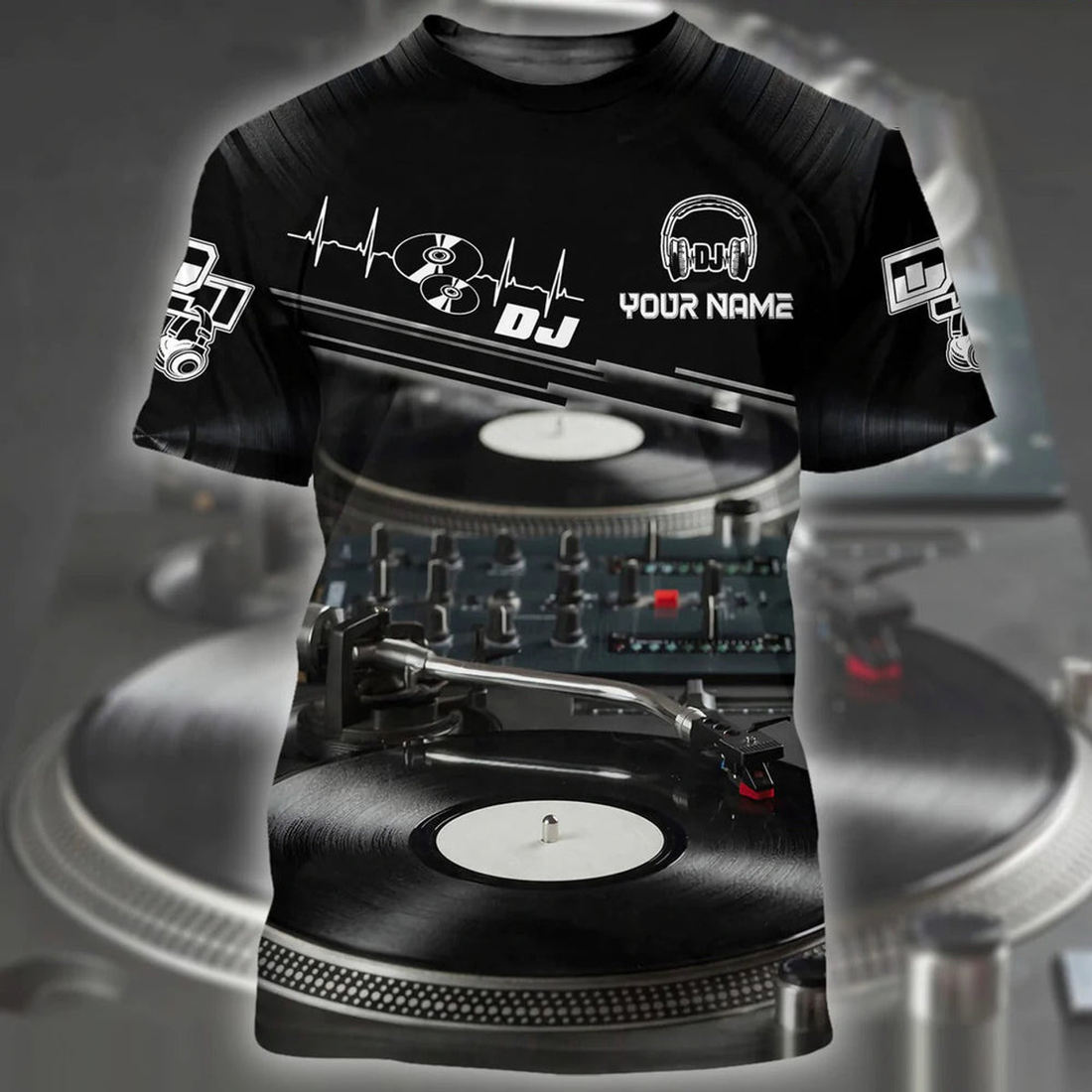 FUNSTUFFPRINT 3D Printed Black DJ Shirt, EDM DJ Club Uniform, DJ 3D T-shirt