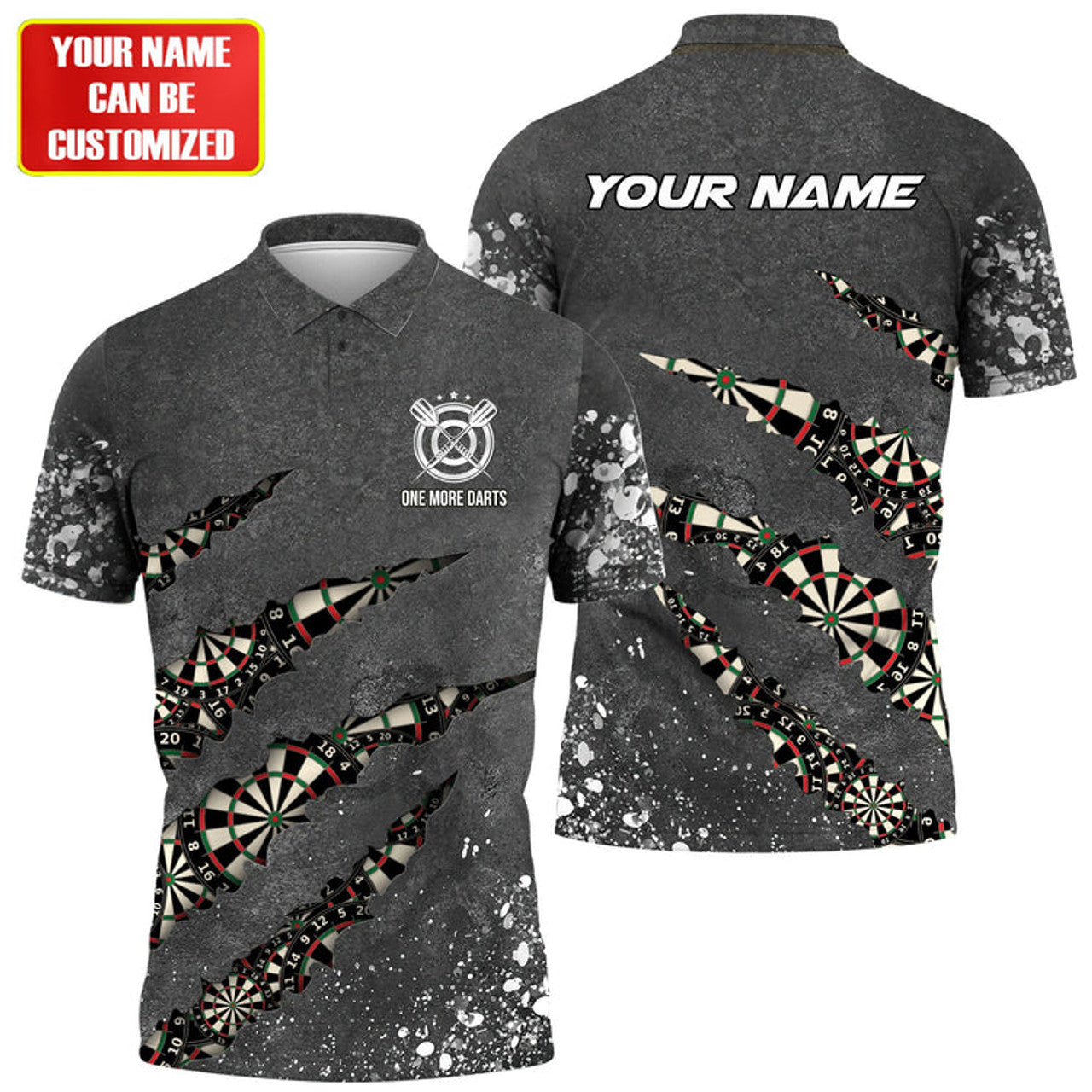 Custom One More Darts Personalized Name Polo Shirt For Darts Player, Shirt For Son And Husband, Love Dart T Shirt