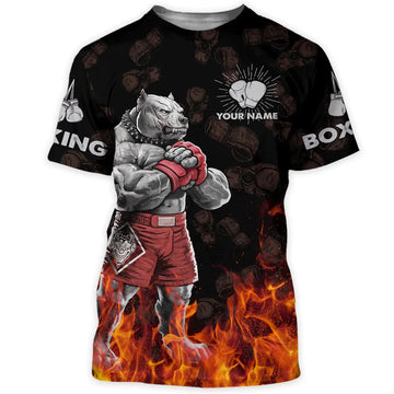 Custom Personalized Pitbull Boxing Hoodie, Boxing Sweatshirt, Funny Boxing T Shirt, Gift For Dog Lovers