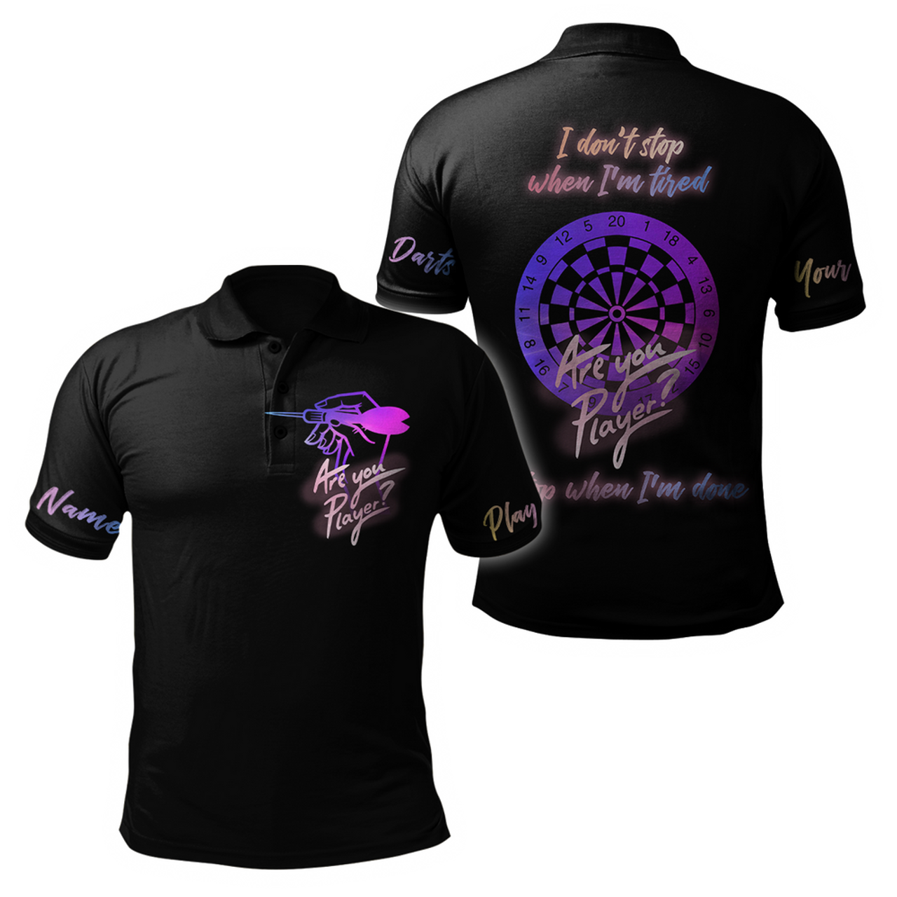 Custom Darts Player No Are You Player Printed Personalized Unisex Polo Shirt