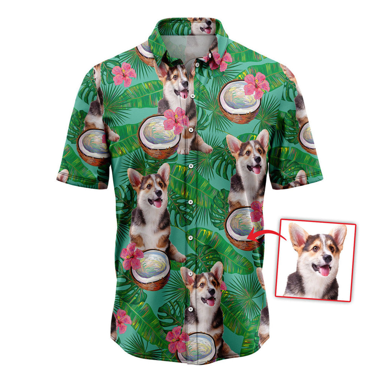 Custom Photo Dog Coconut Tropical Hawaiian Shirt, Shirt for Men Women, Gift for Dog Lover