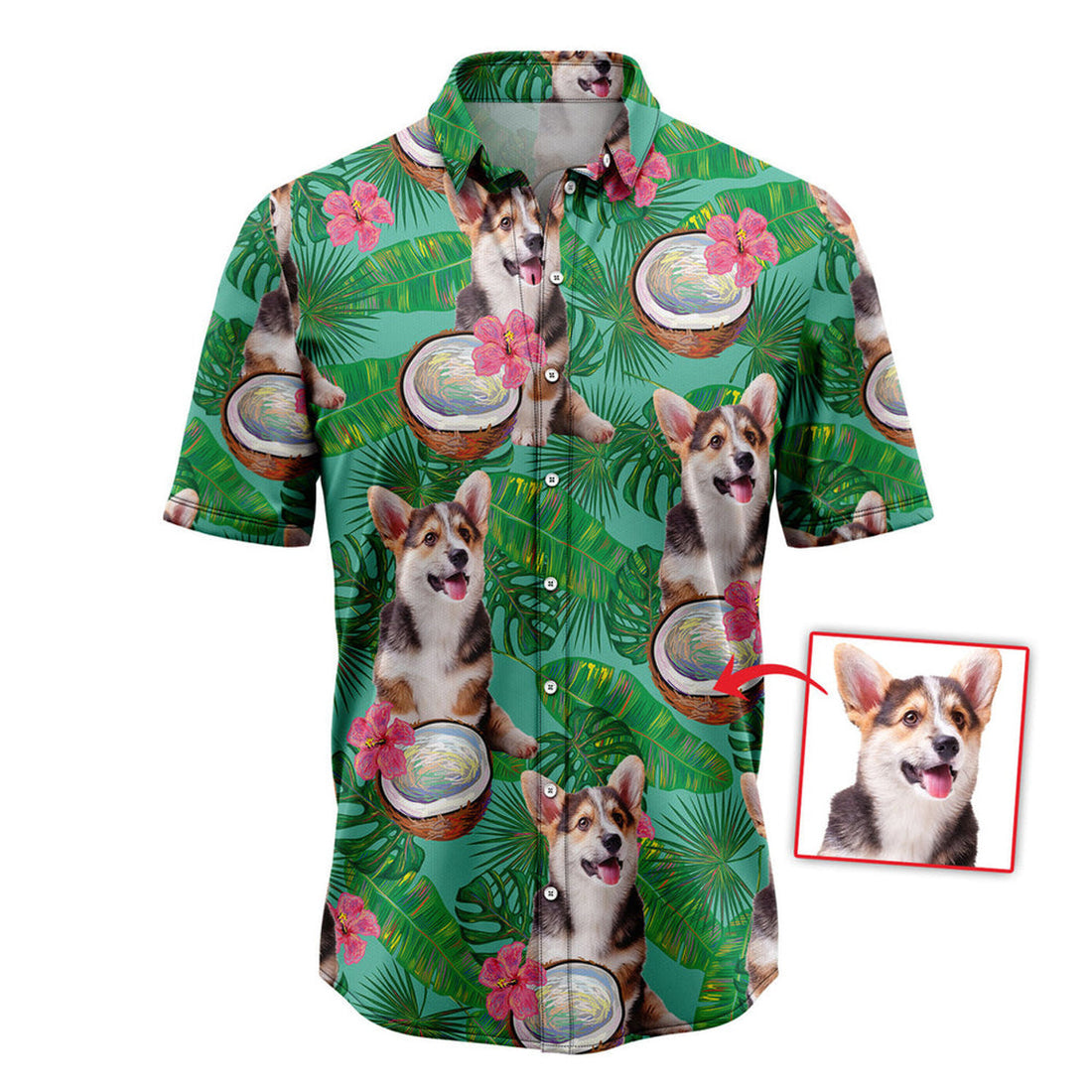 Custom Photo Dog Coconut Tropical Hawaiian Shirt, Shirt for Men Women, Gift for Dog Lover