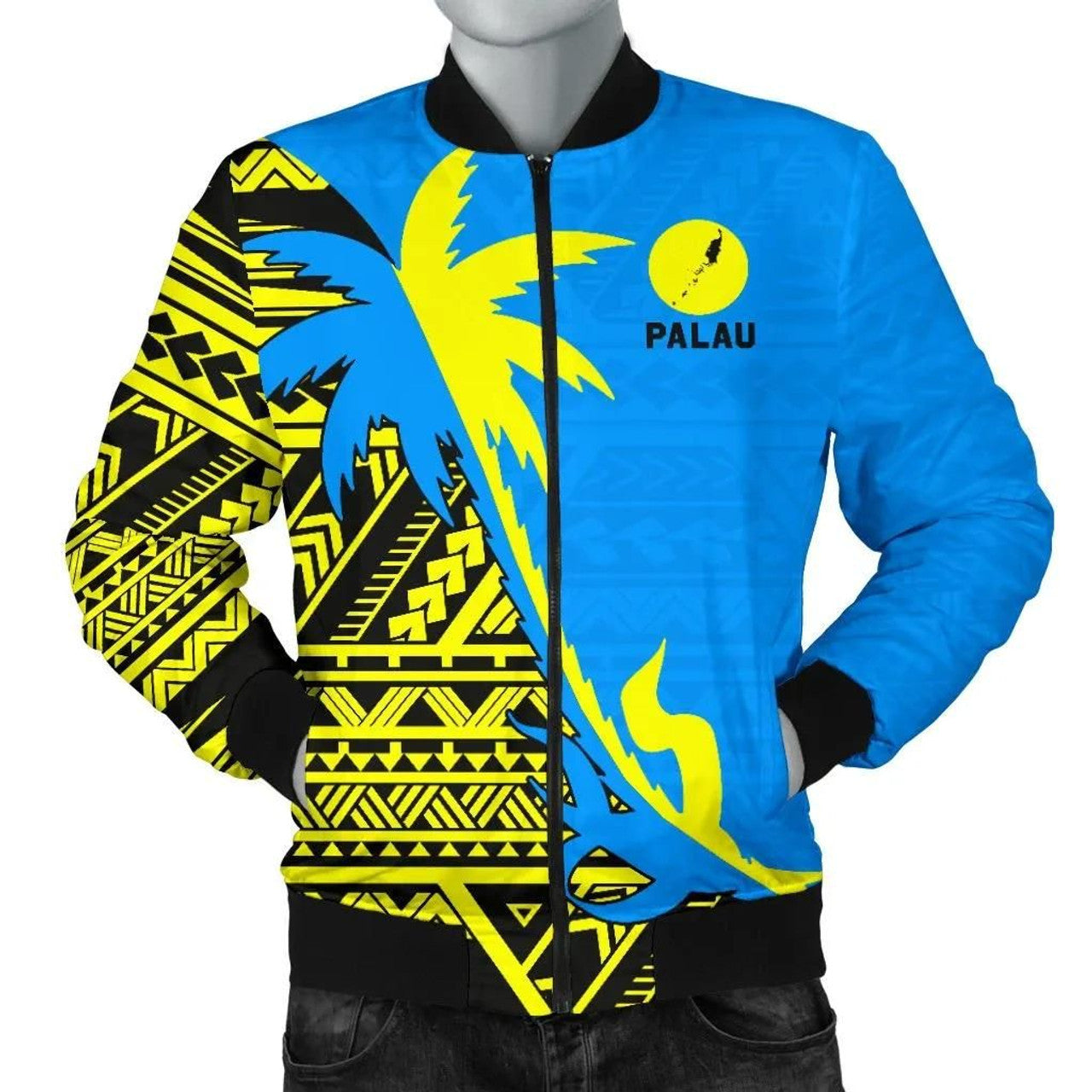 FUNSTUFFPRINT Palau Coconut Tree Men's 3D Bomber Jacket