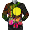 FUNSTUFFPRINT Palau Polynesian Personalised Men's Bomber Jacket - Hibiscus and Banana Leaves - 3D Bomber Jacket