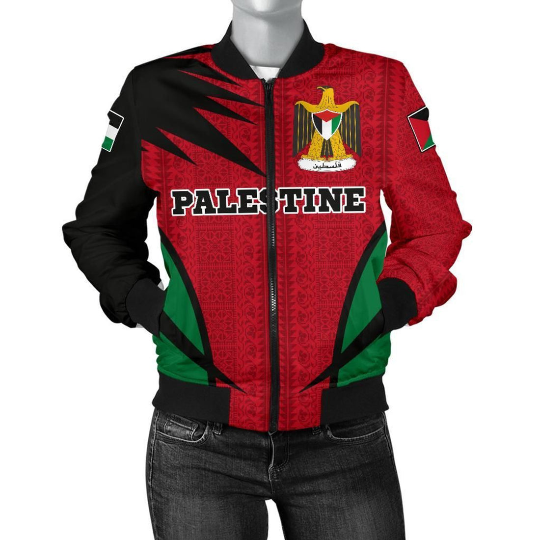 FUNSTUFFPRINT Palestine Bomber Active Women 3D Bomber Jacket