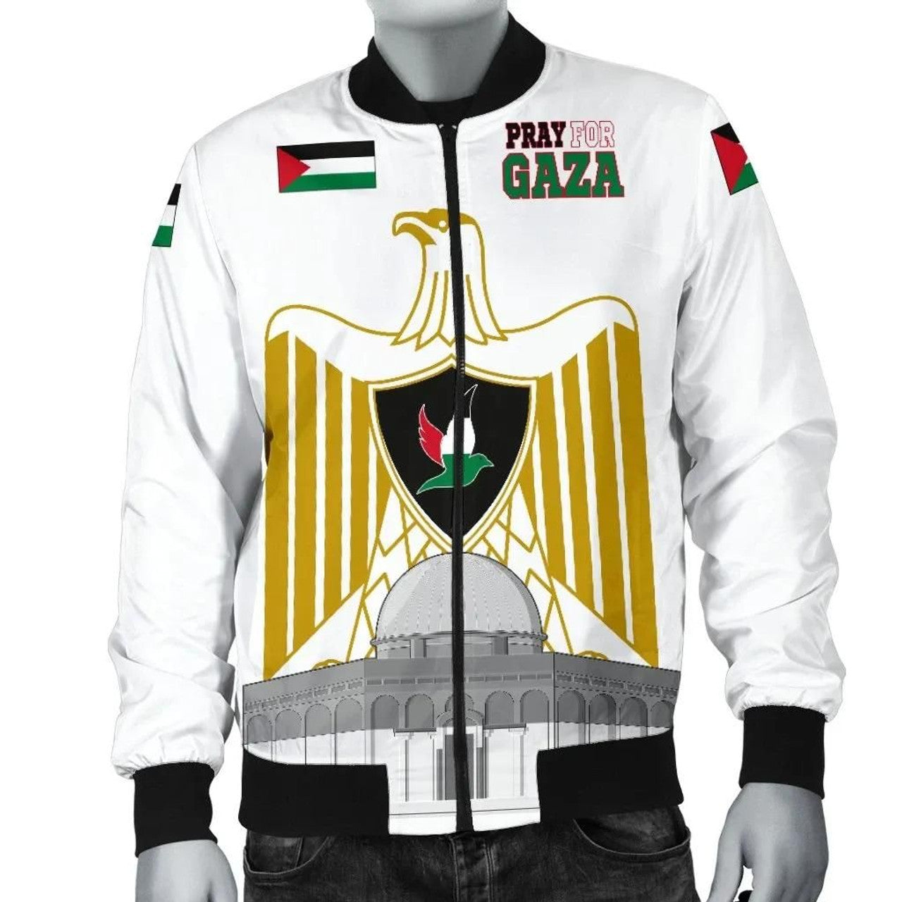 FUNSTUFFPRINT Palestine Bomber Jacket - Pray For Gaza 3D Bomber Jacket