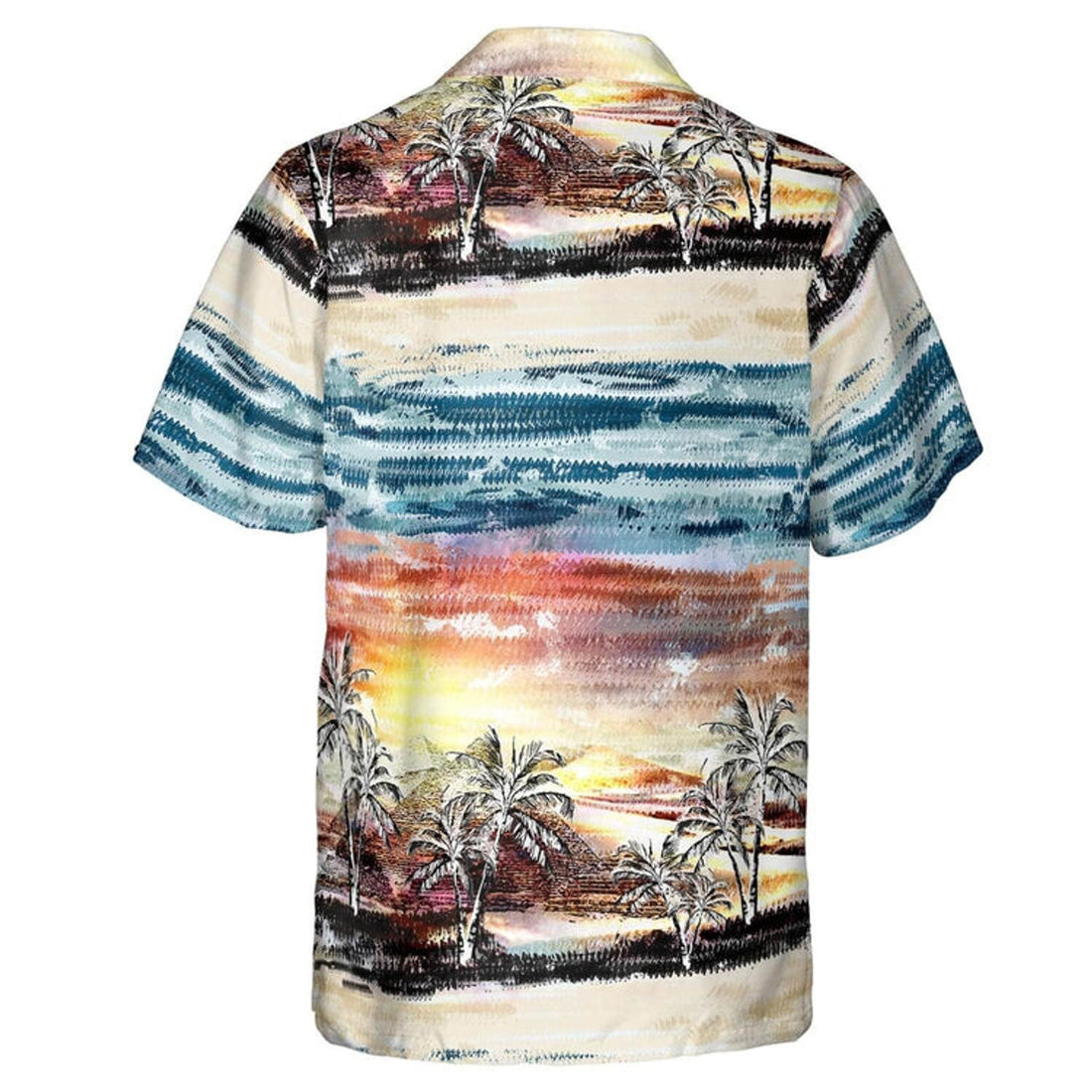 Hawaiian Camp Collar Short Sleeve Button Down Shirt Palms Art, 3D Hawaii Aloha Shirts