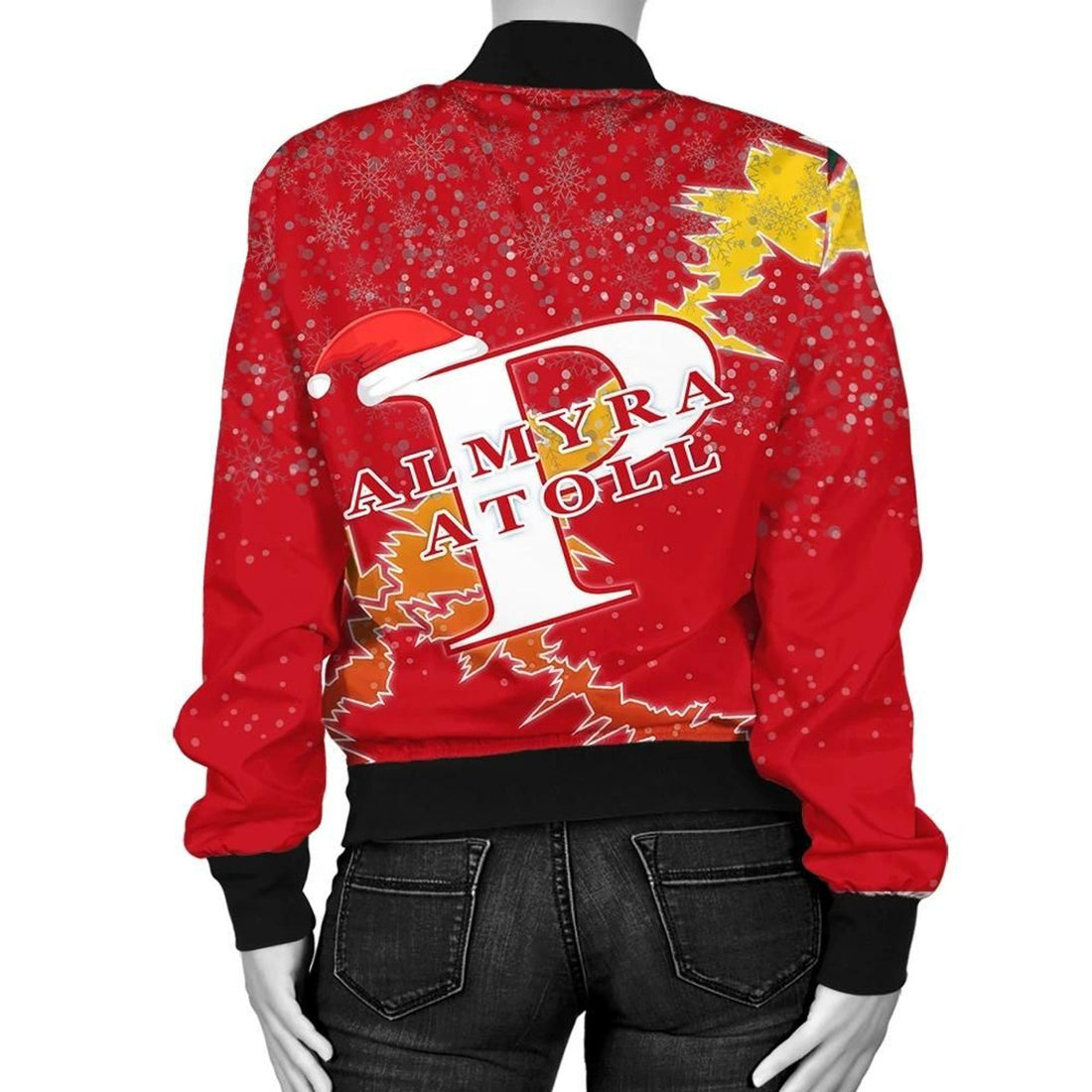 FUNSTUFFPRINT Palmyra Atoll Christmas Coat Of Arms Women Bomber Jacket Style 3D Bomber Jacket