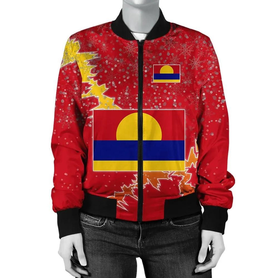 FUNSTUFFPRINT Palmyra Atoll Christmas Coat Of Arms Women Bomber Jacket Style 3D Bomber Jacket