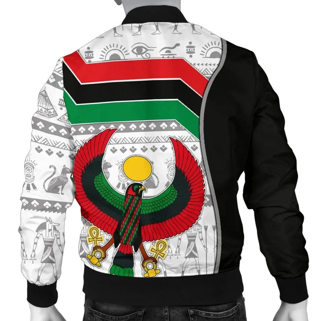 FUNSTUFFPRINT Pan Africa Men's Bomber Jacket - Egyptian Patterns - 3D Bomber Jacket