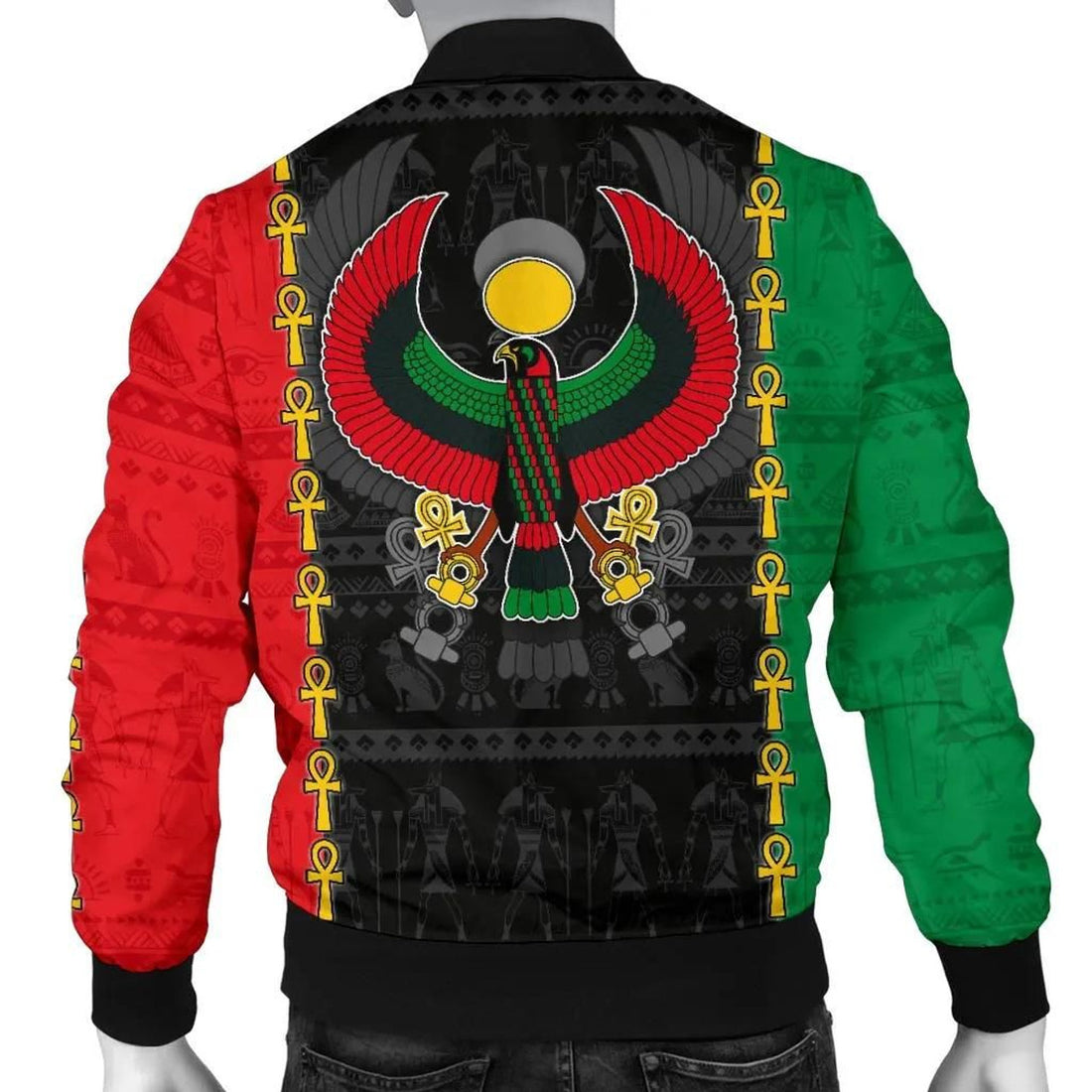 FUNSTUFFPRINT Pan African Men's Bomber Jacket - Pan-Africanism Ancient Egypt Horus - 3D Bomber Jacket