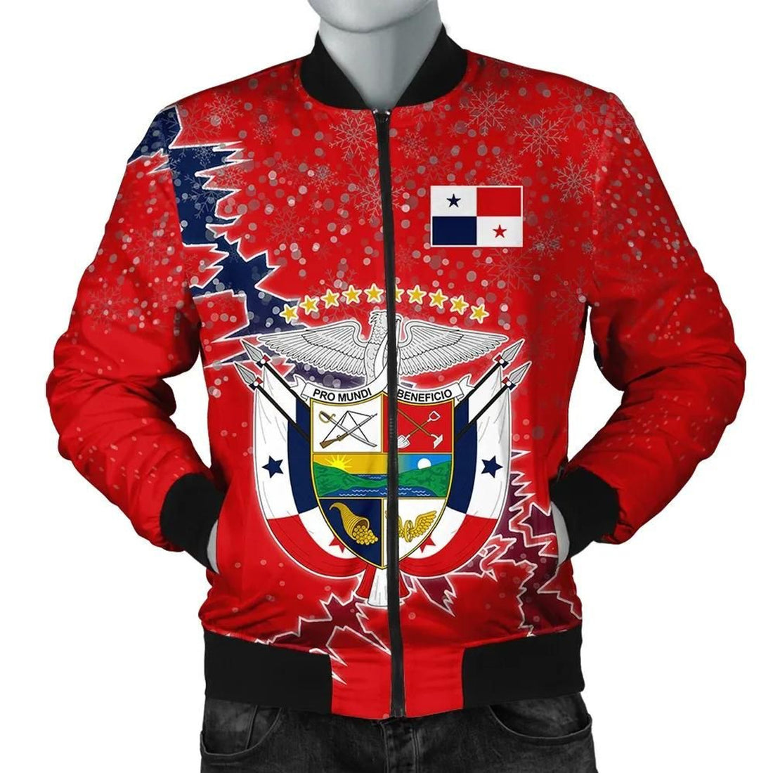 FUNSTUFFPRINT Panama Christmas Coat Of Arms Men Bomber Jacket Style 3D Bomber Jacket