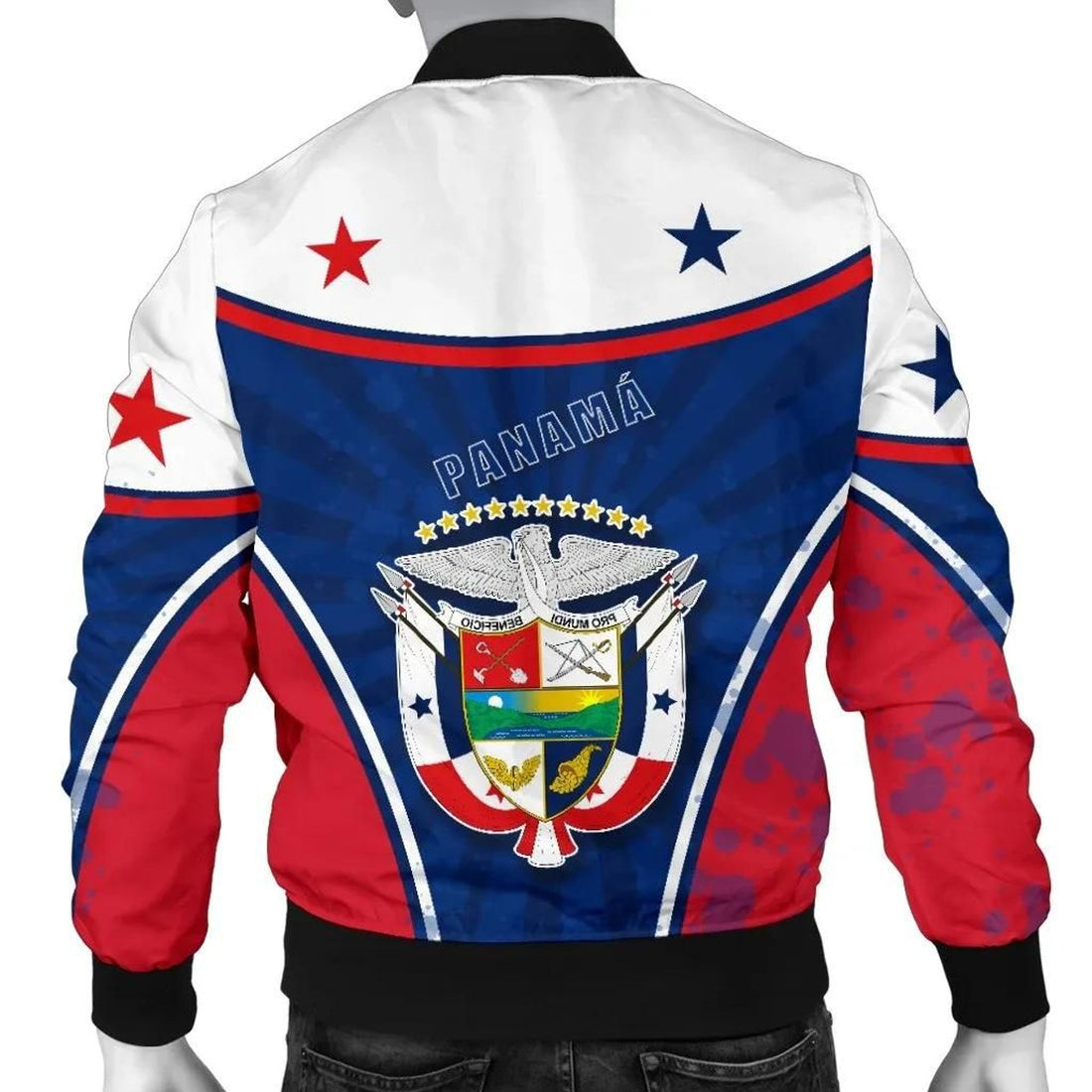 FUNSTUFFPRINT Panama Men Bomber Jacket Circle Stripes Flag Version 3D Bomber Jacket