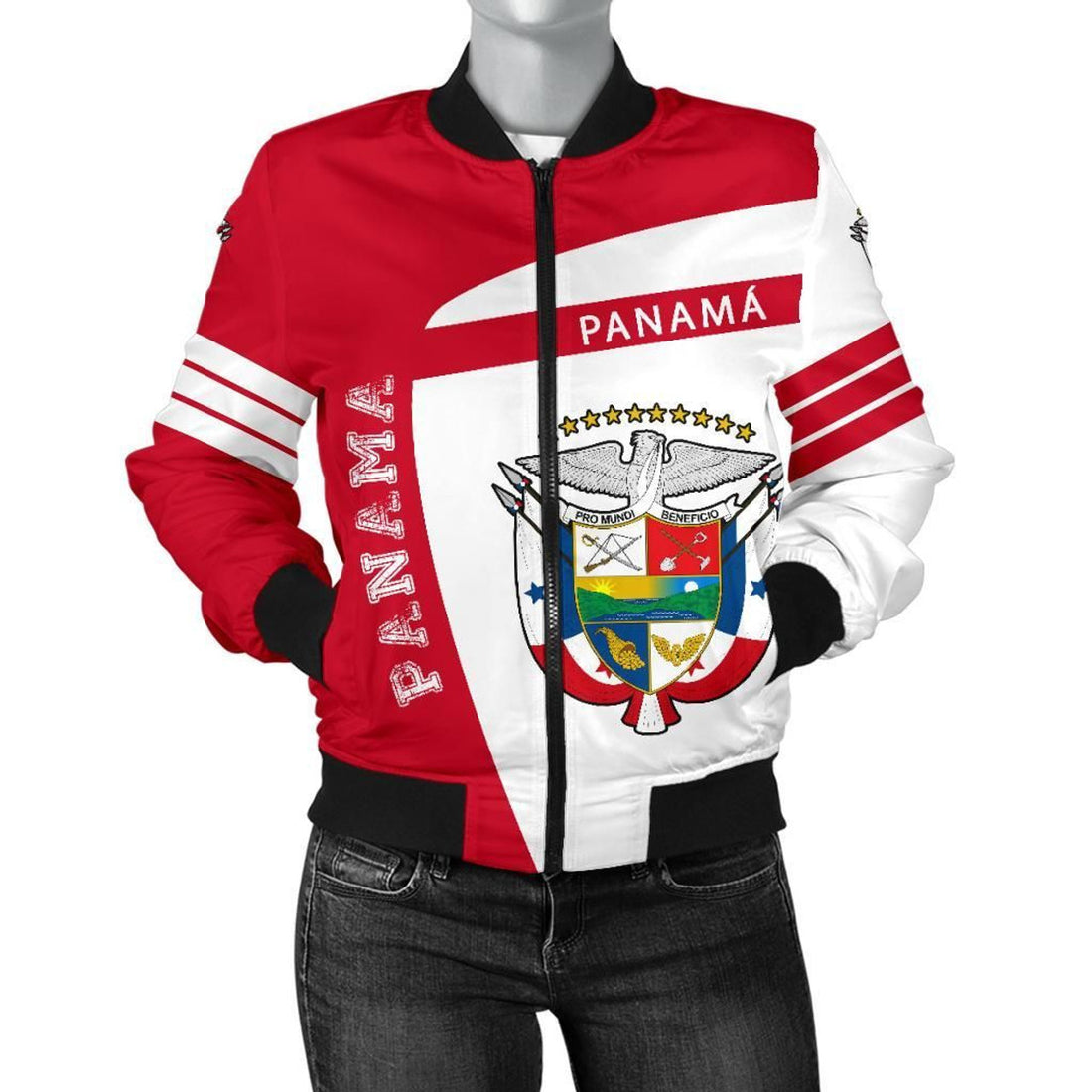 FUNSTUFFPRINT Panama Women's Bomber Jacket - Premium Style Red 3D Bomber Jacket