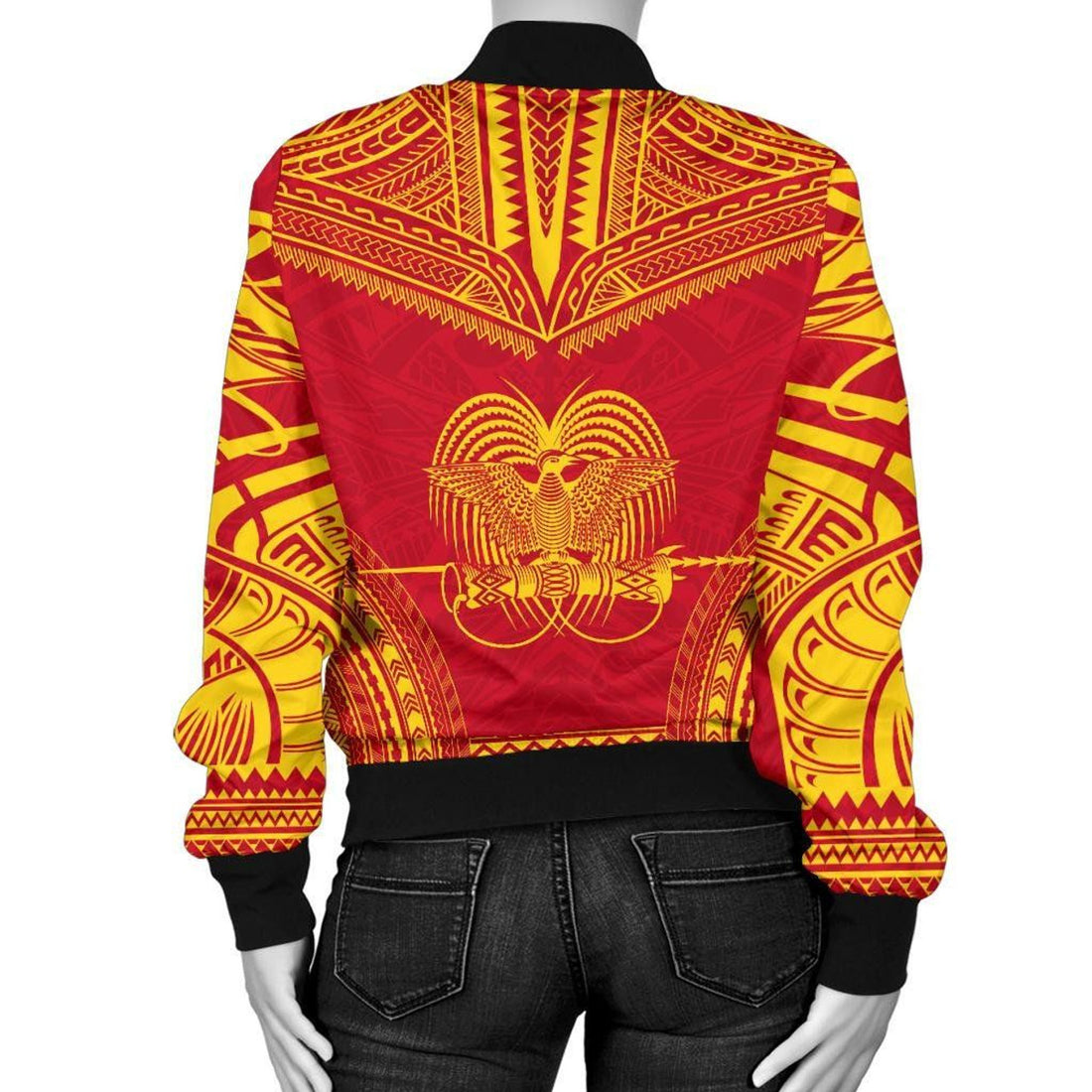 FUNSTUFFPRINT Papua New Guinea Flag Polynesian Chief Women'S Bomber Jacket - 3D Bomber Jacket