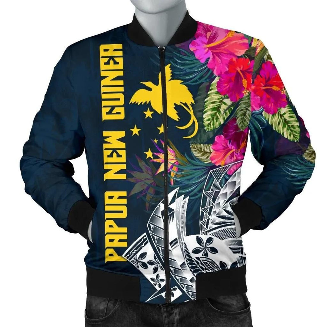 FUNSTUFFPRINT Papua New Guinea Men's Bomber Jacket - Summer Vibes - 3D Bomber Jacket