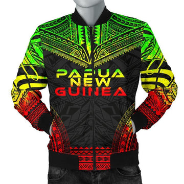FUNSTUFFPRINT Papua New Guinea Polynesian Chief Men's Bomber Jacket - Reggae Version - 3D Bomber Jacket