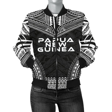 FUNSTUFFPRINT Papua New Guinea Polynesian Chief Women'S Bomber Jacket - Black Version - 3D Bomber Jacket