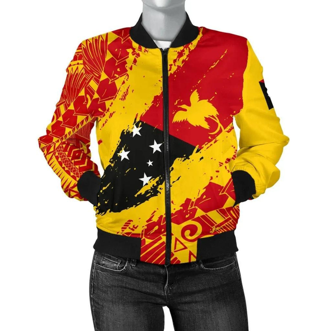 FUNSTUFFPRINT Papua New Guinea Women's Bomber Jacket - Nora Style 3D Bomber Jacket