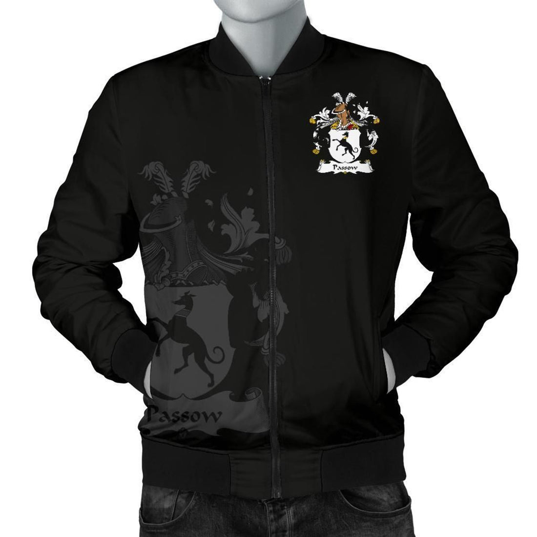 FUNSTUFFPRINT Passow Germany Men's Bomber Jacket - German Family Crest 3D Bomber Jacket