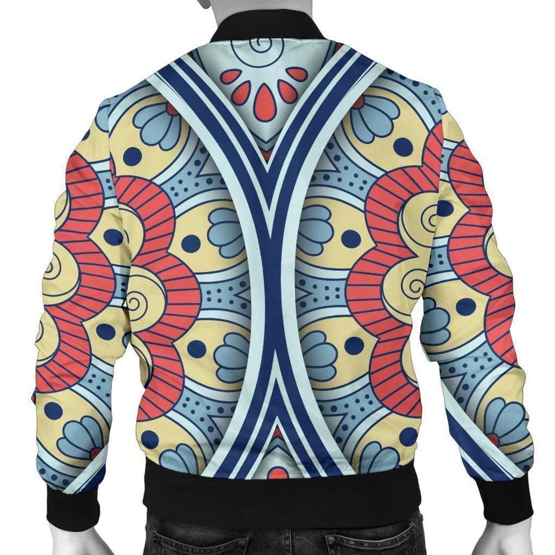 FUNSTUFFPRINT Pastel Ornament Mandala Print Men's 3D Bomber Jacket