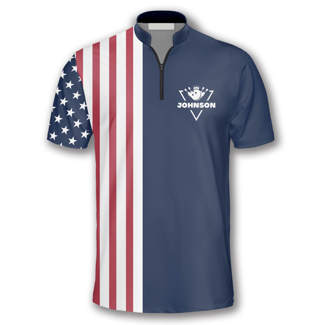 Custom Patriotic American Flag Navy Custom Bowling Jerseys for Men, Best Shirt for Bowler, Flag Bowling Shirt