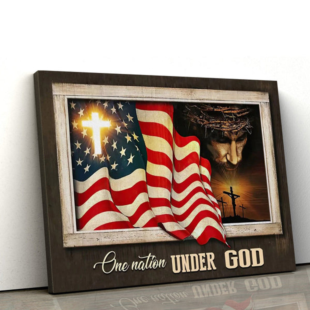 Patriotism Christian One Nation Under God Wall Art Canvas - Religious Canvas Painting