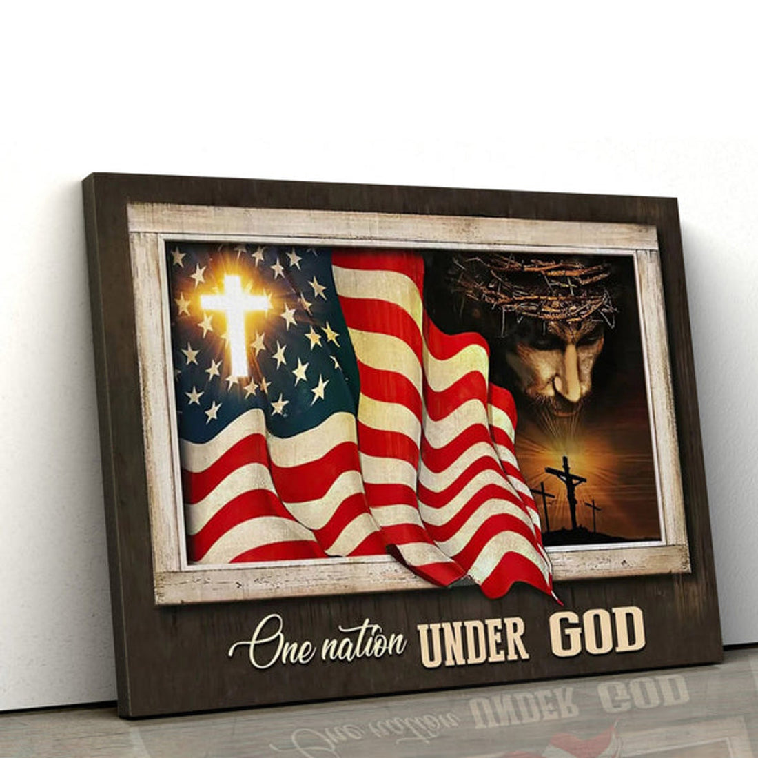 Patriotism Christian One Nation Under God Wall Art Canvas - Religious Canvas Painting