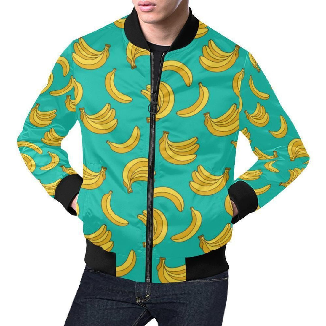 FUNSTUFFPRINT Pattern Print Banana Mens 3D Bomber Jacket