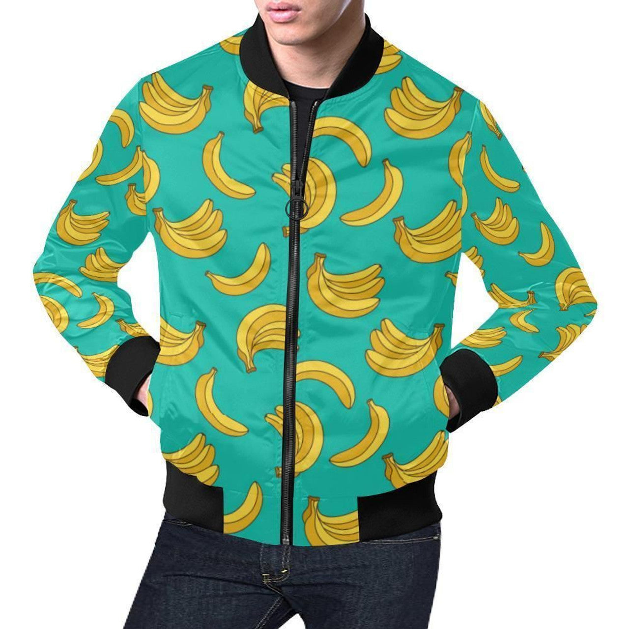 FUNSTUFFPRINT Pattern Print Banana Mens 3D Bomber Jacket