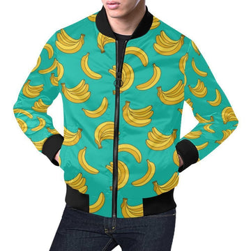 FUNSTUFFPRINT Pattern Print Banana Mens 3D Bomber Jacket