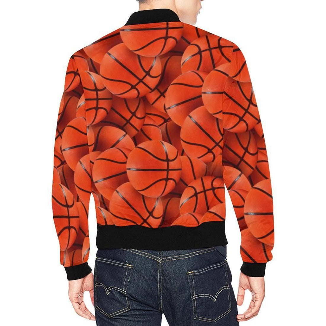 FUNSTUFFPRINT Pattern Print Basketball Mens 3D Bomber Jacket