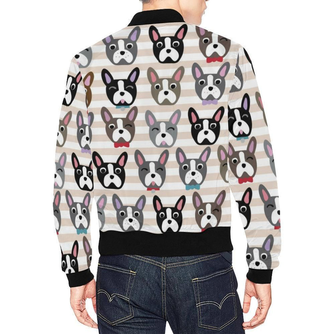 FUNSTUFFPRINT Pattern Print Boston Terrier Mens 3D Bomber Jacket