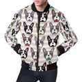 FUNSTUFFPRINT Pattern Print Boston Terrier Mens 3D Bomber Jacket