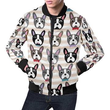 FUNSTUFFPRINT Pattern Print Boston Terrier Mens 3D Bomber Jacket